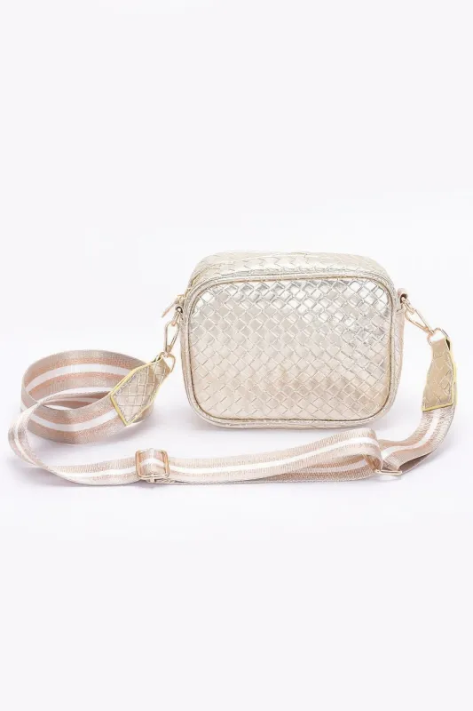Metallic Embossed Faux Leather Camera Bag W/strap sold by Unique Kulture