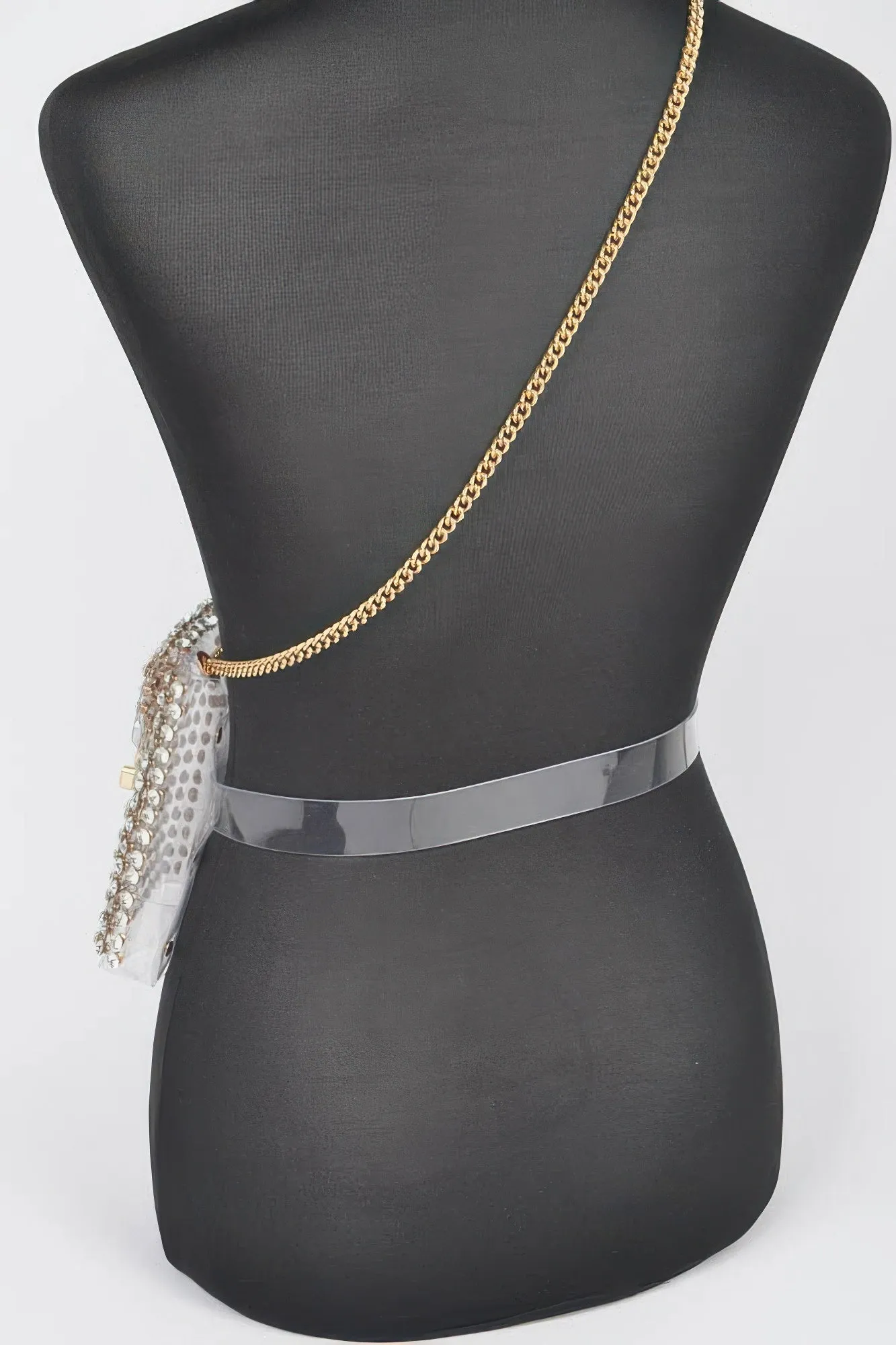 Rhinestone Clear Belt Bag W/chain sold by Unique Kulture product image thumbnail 5
