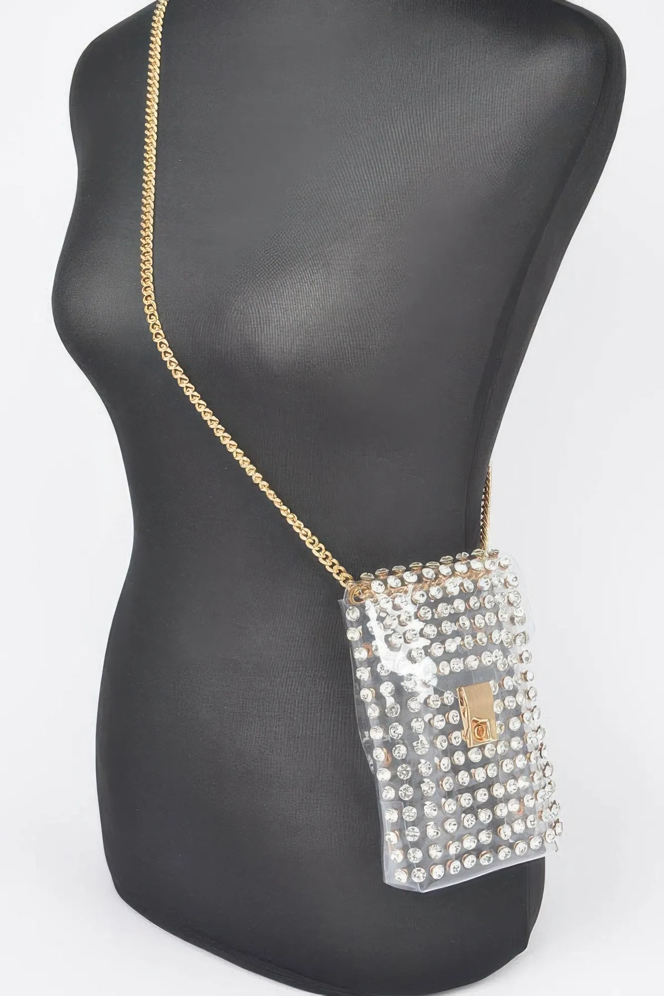 Rhinestone Clear Belt Bag W/chain sold by Unique Kulture product image thumbnail 3
