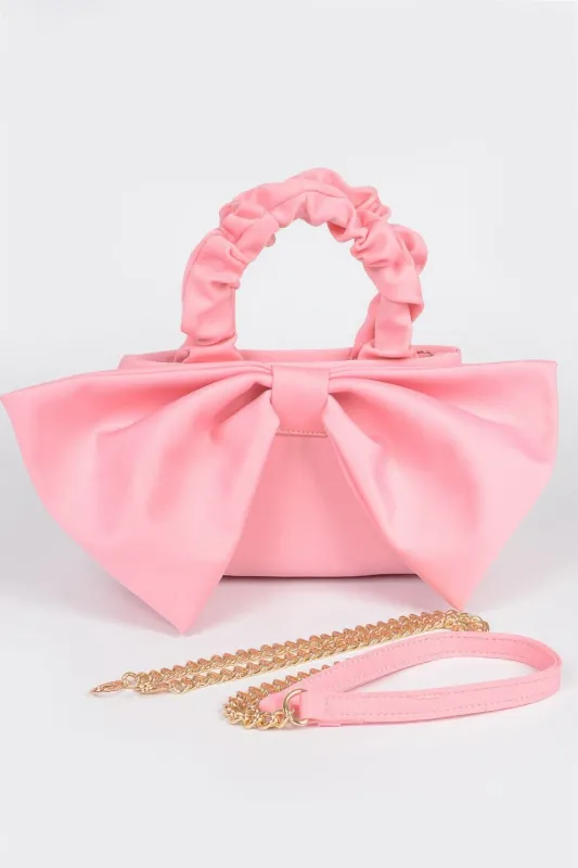 Nylon Top Handle Bag With Bow Front Clutch made by Unique Kulture