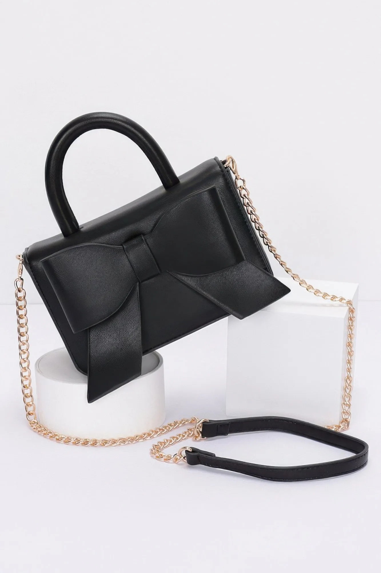 Faux Leather Ribbon Top Handle Bag sold by Unique Kulture product image thumbnail 2