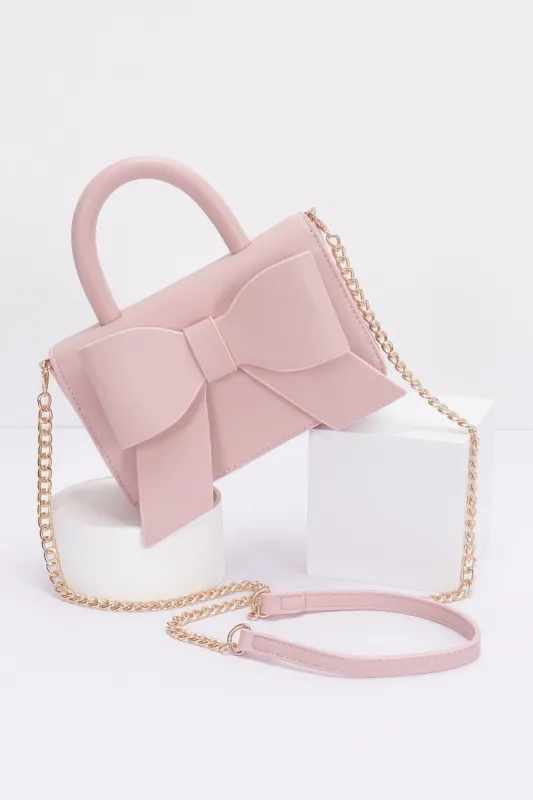 Faux Leather Ribbon Top Handle Bag sold by Unique Kulture
