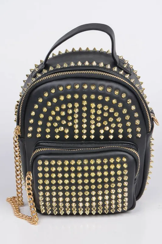 Studded Backpack With Chain Zippier sold by Unique Kulture