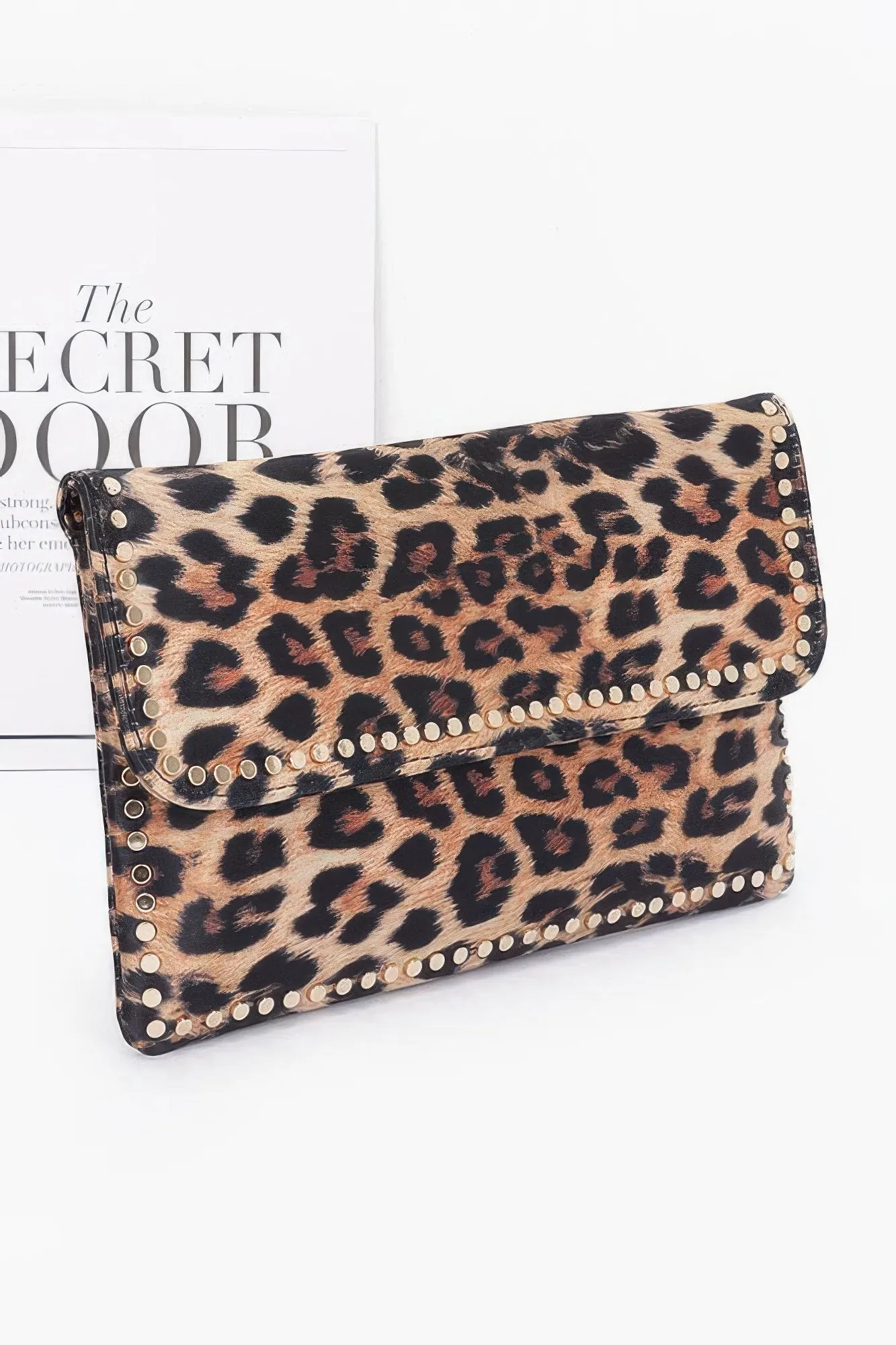 Nylon Leopard Metal Studded Clutch Bag sold by Unique Kulture