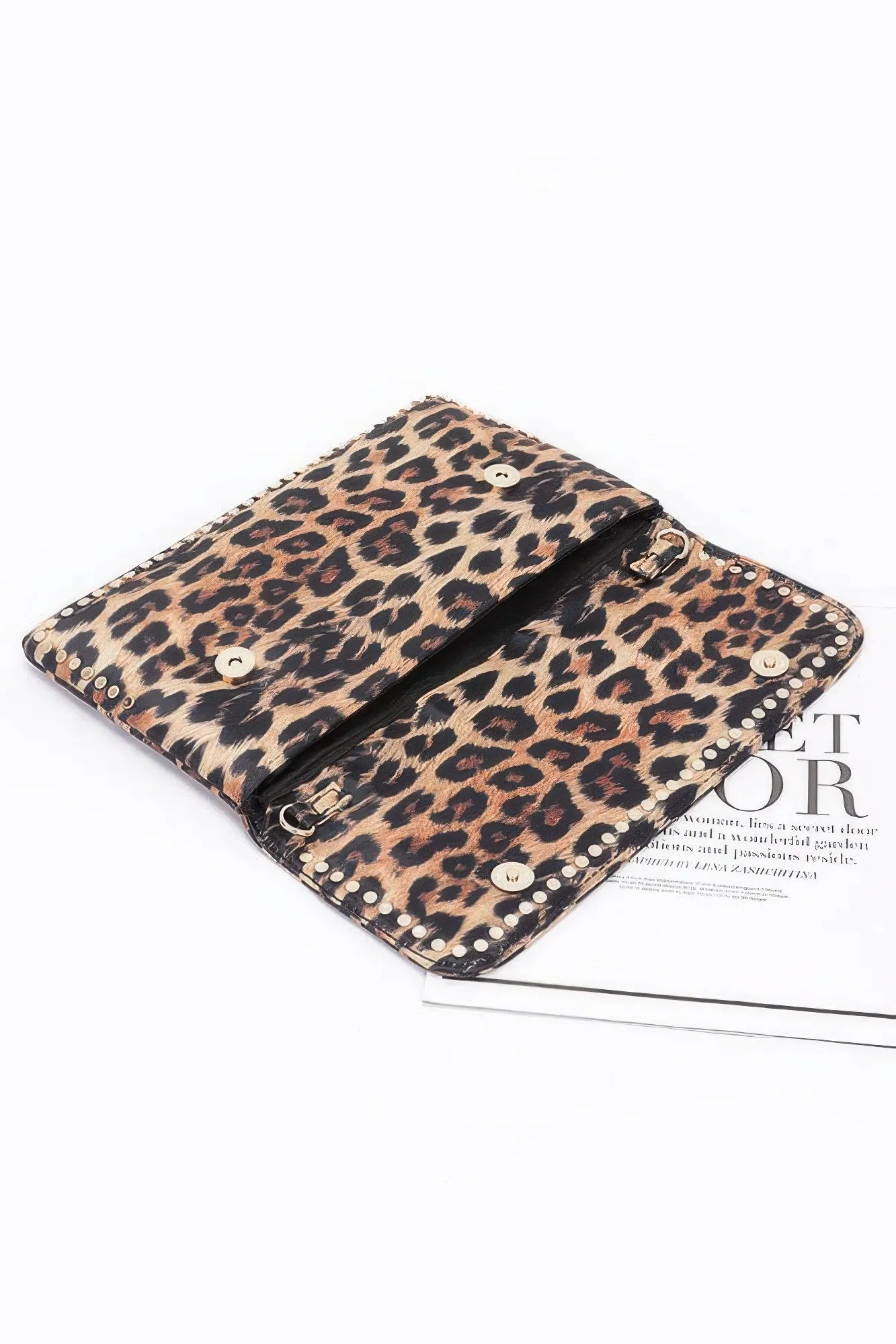 Nylon Leopard Metal Studded Clutch Bag sold by Unique Kulture product image thumbnail 4