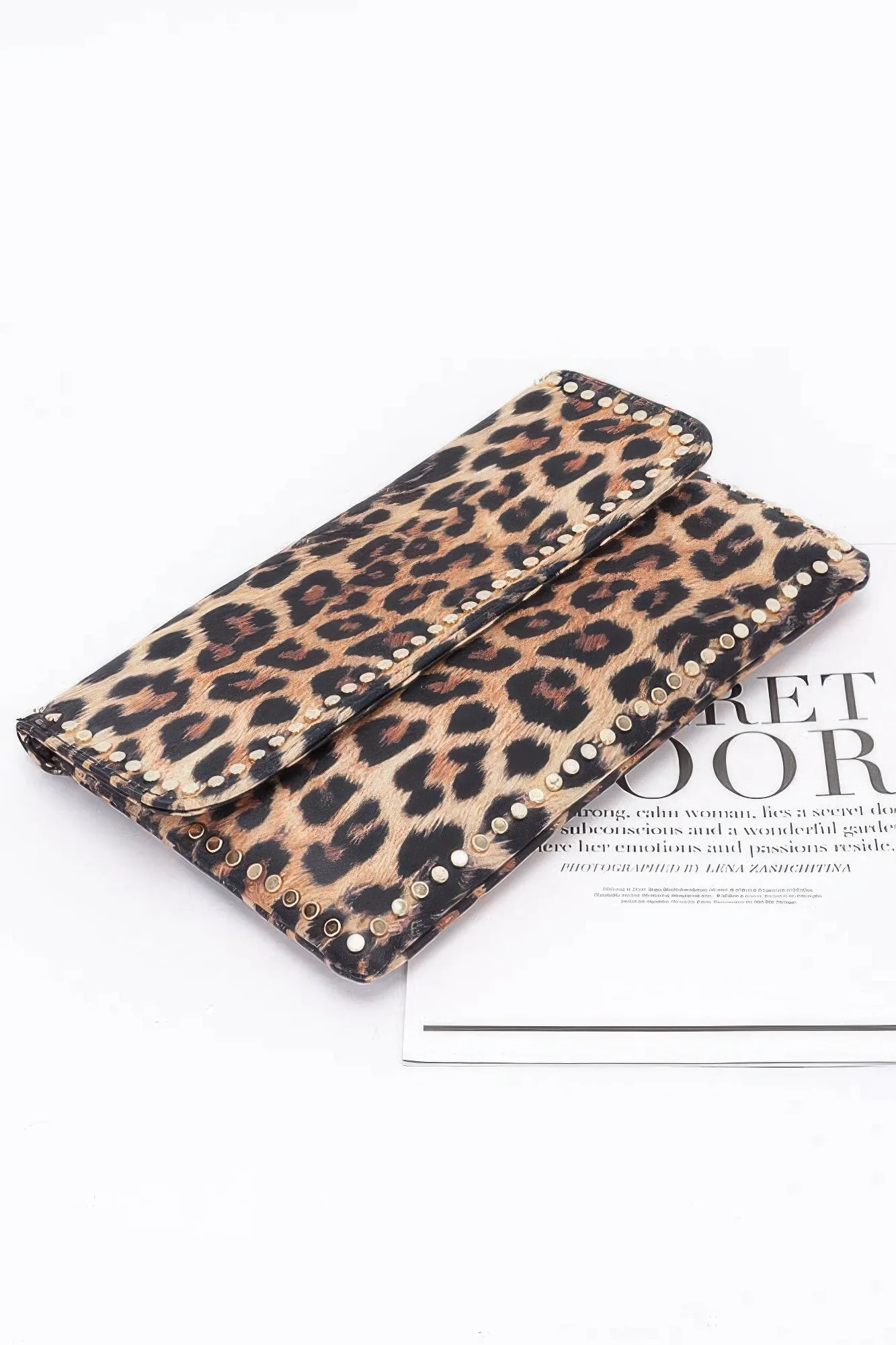 Nylon Leopard Metal Studded Clutch Bag sold by Unique Kulture product image thumbnail 2
