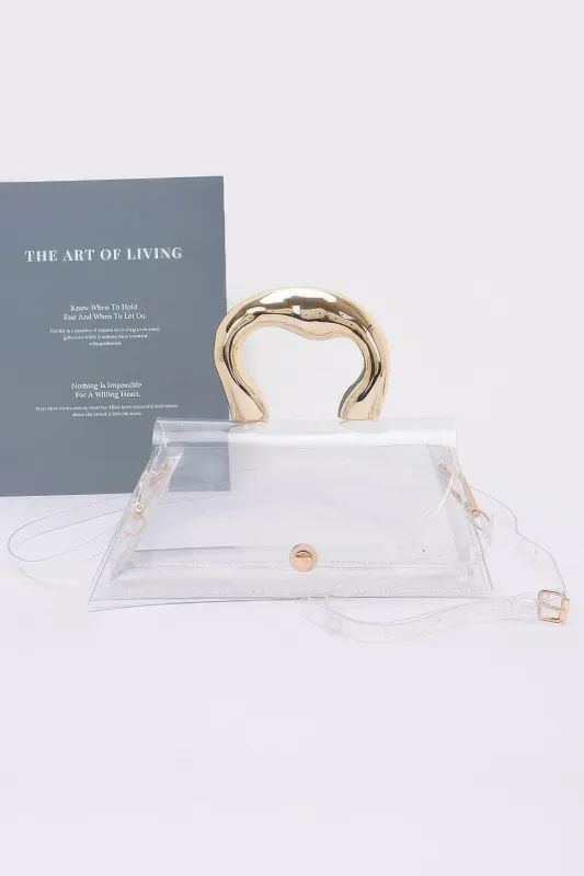Pvc Clear Metal Handle Flap Bag sold by Unique Kulture