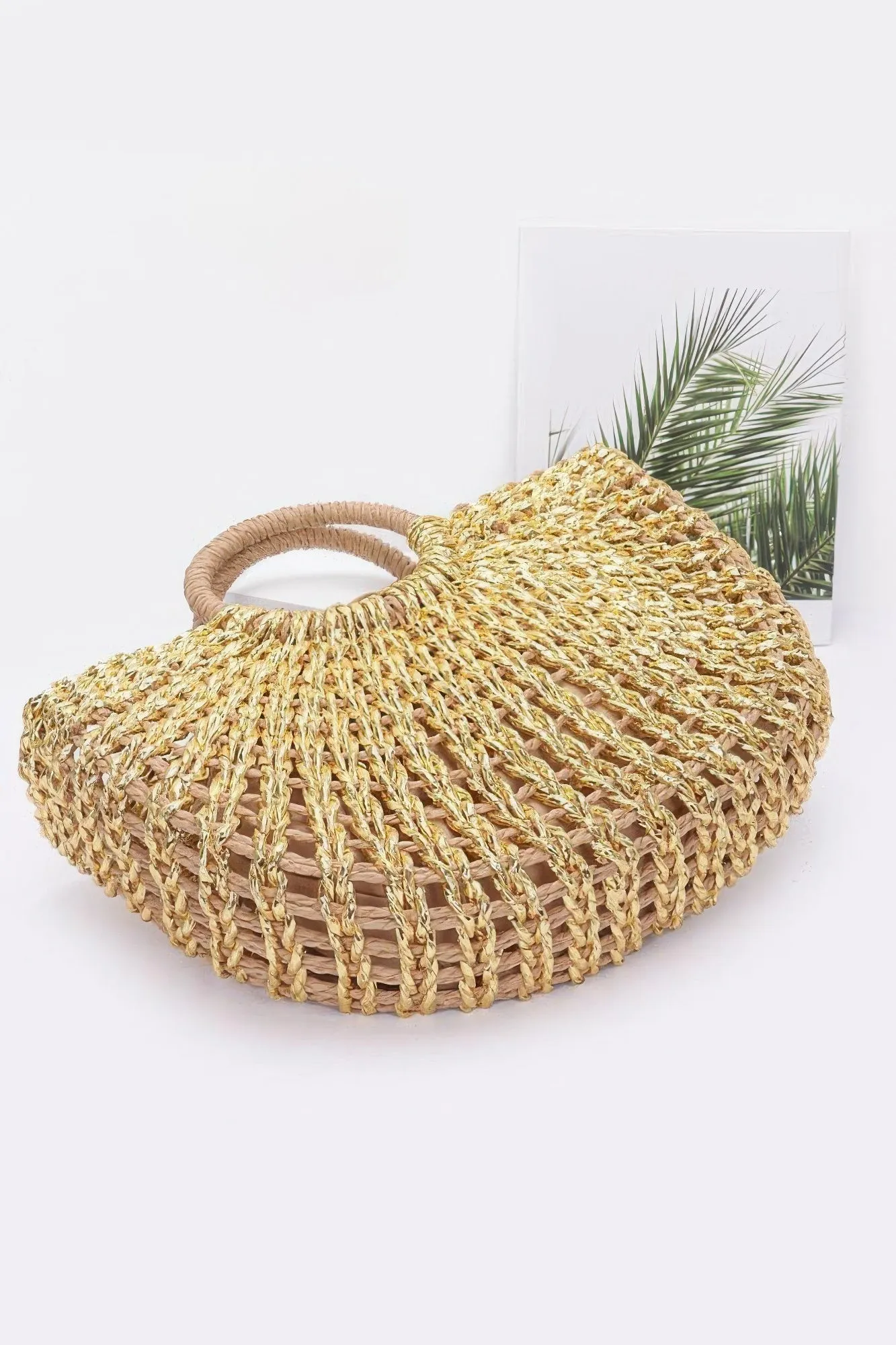 Metallic Faux Straw Tote Bag W Pouch sold by Unique Kulture product image thumbnail 3