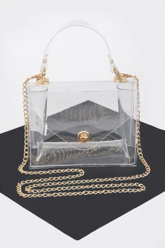 Clear Pvc Top Handle Crossbody Bag made by Unique Kulture