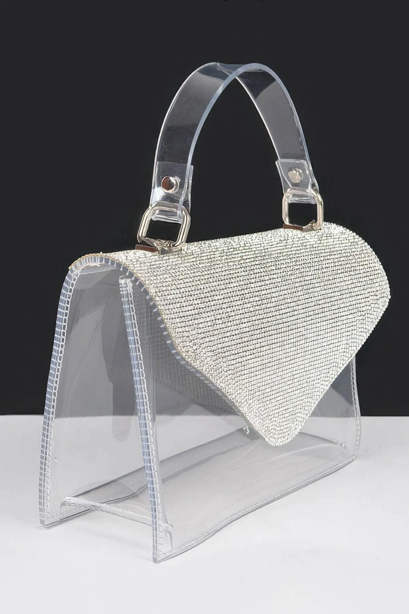 Transparent Rhinestone Top Handle Flap Bag sold by Unique Kulture product image thumbnail 3