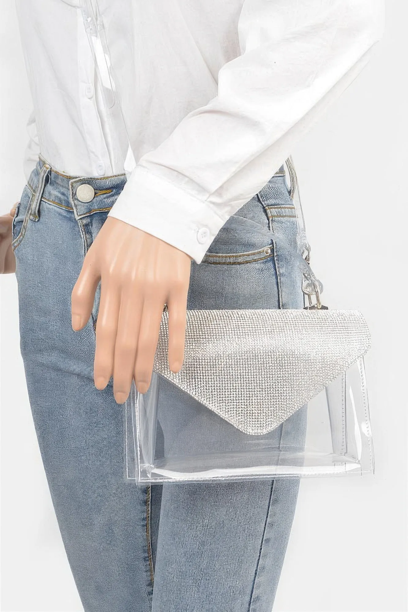 Transparent Rhinestone Top Handle Flap Bag sold by Unique Kulture product image thumbnail 2