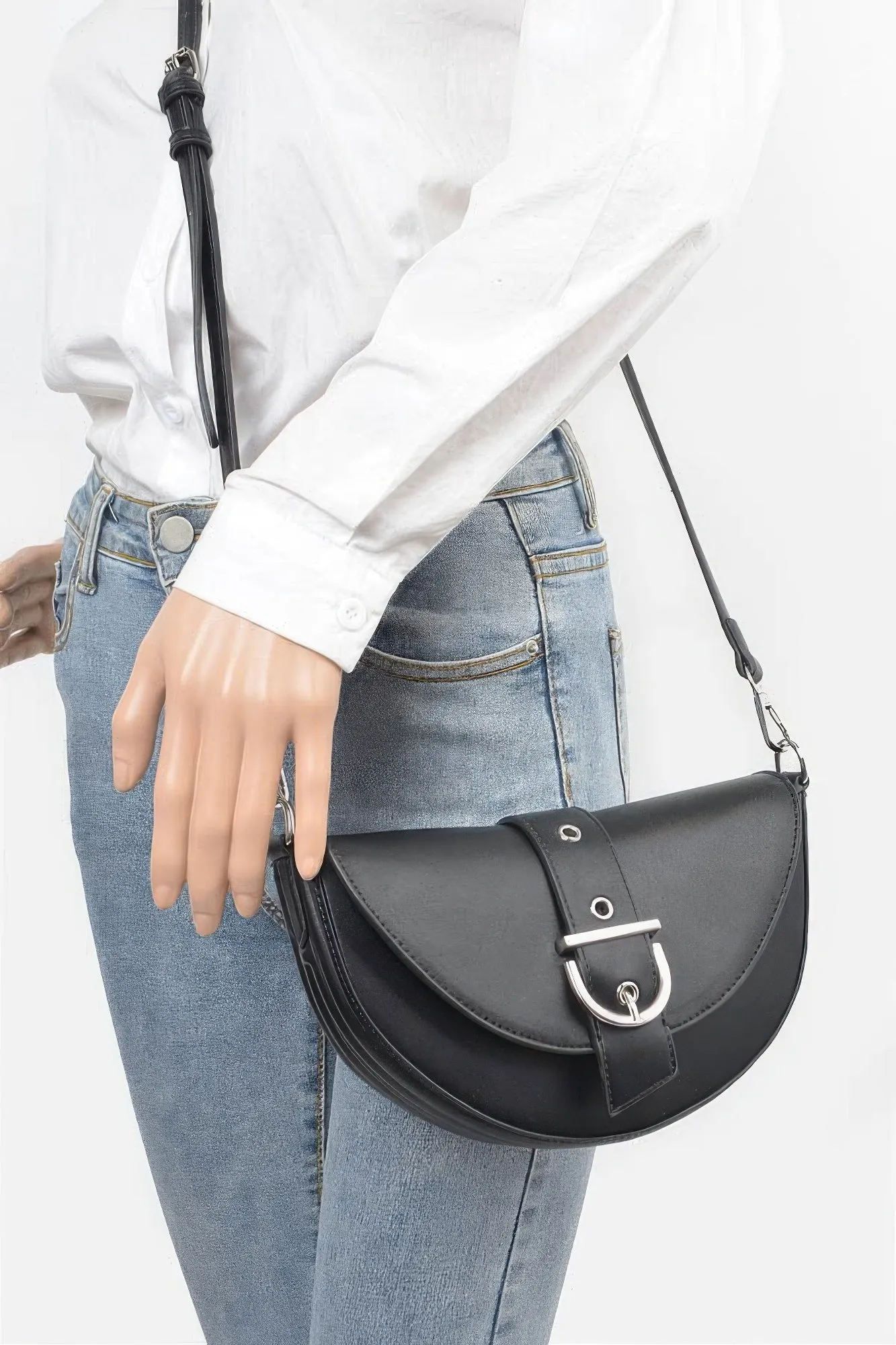 Faux Leather Buckle Shoulder Bag sold by Unique Kulture product image thumbnail 2