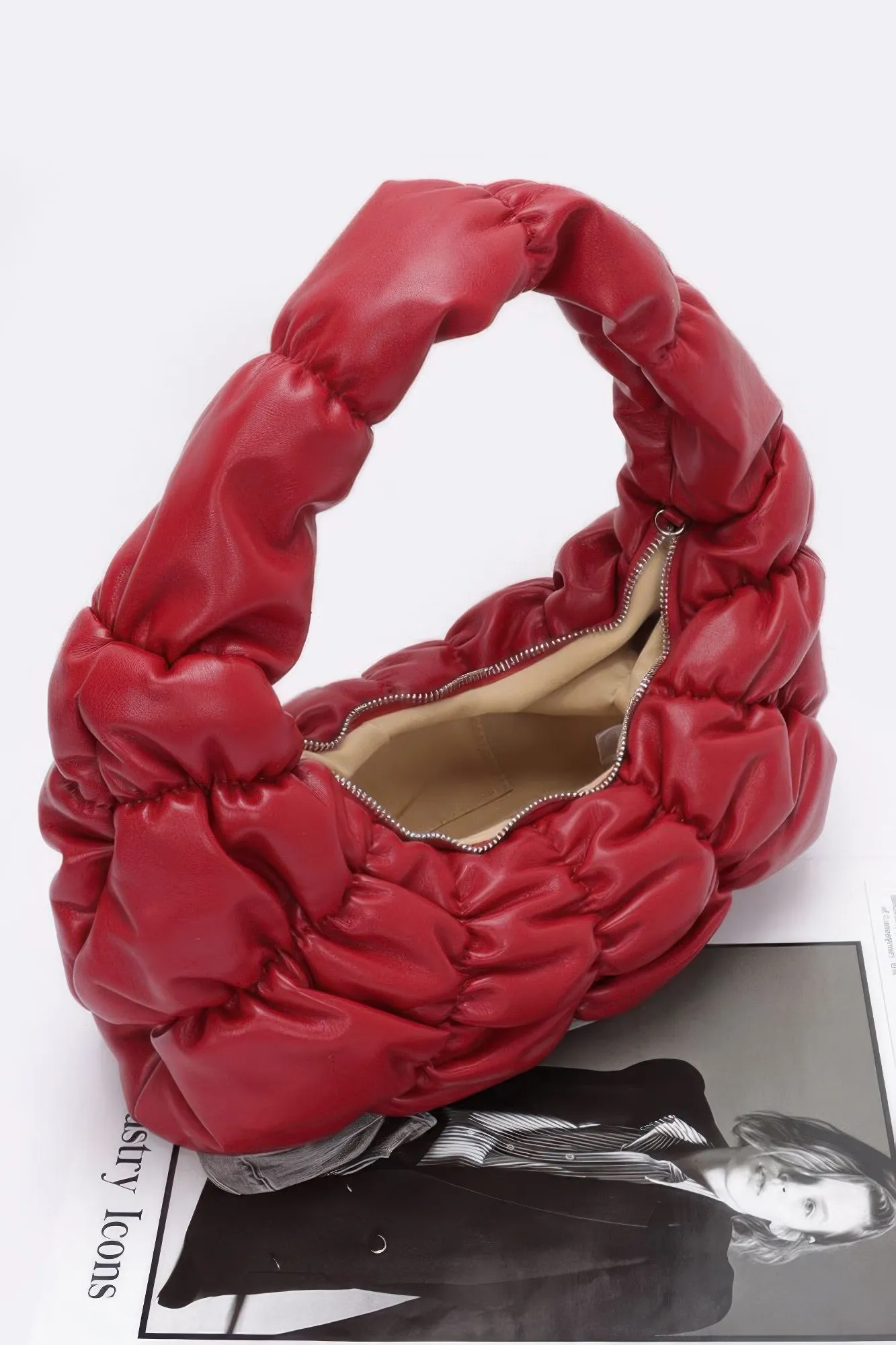 Pleated Faux Leather Shoulder Bag sold by Unique Kulture product image thumbnail 2