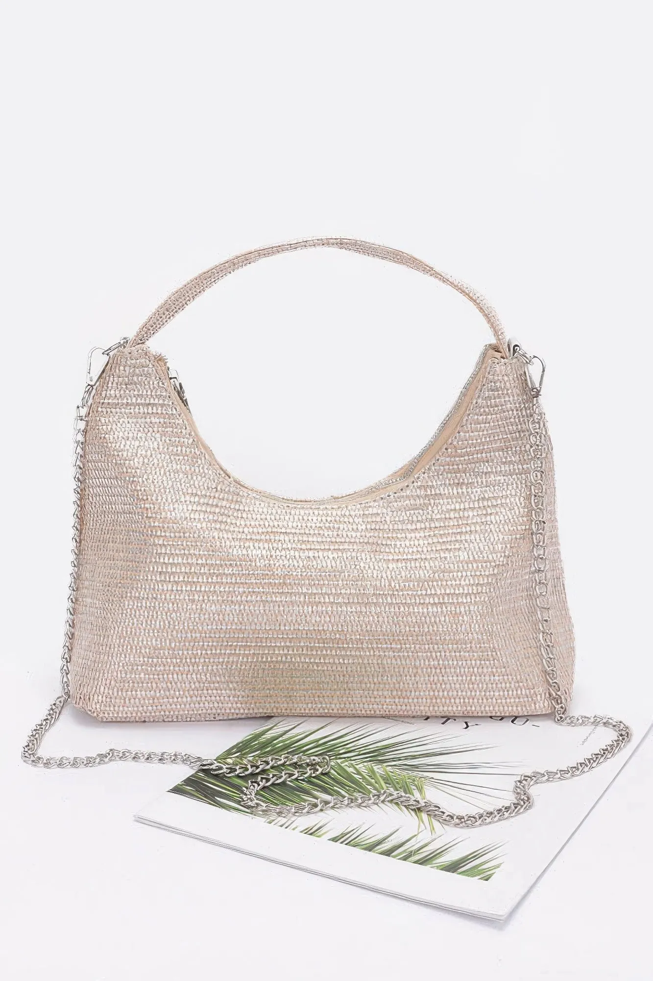 Metallic Faux Straw Hobo Bag sold by Unique Kulture product image thumbnail 5