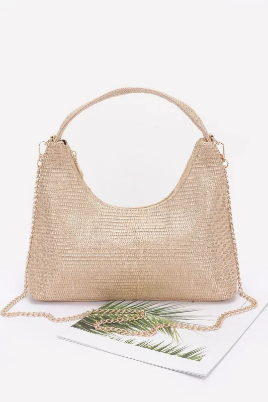 Metallic Faux Straw Hobo Bag sold by Unique Kulture