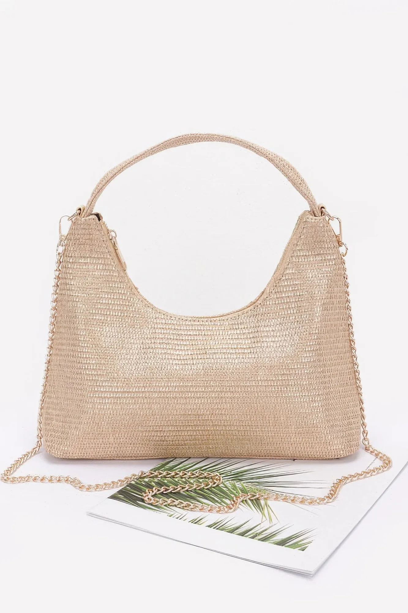 Metallic Faux Straw Hobo Bag sold by Unique Kulture