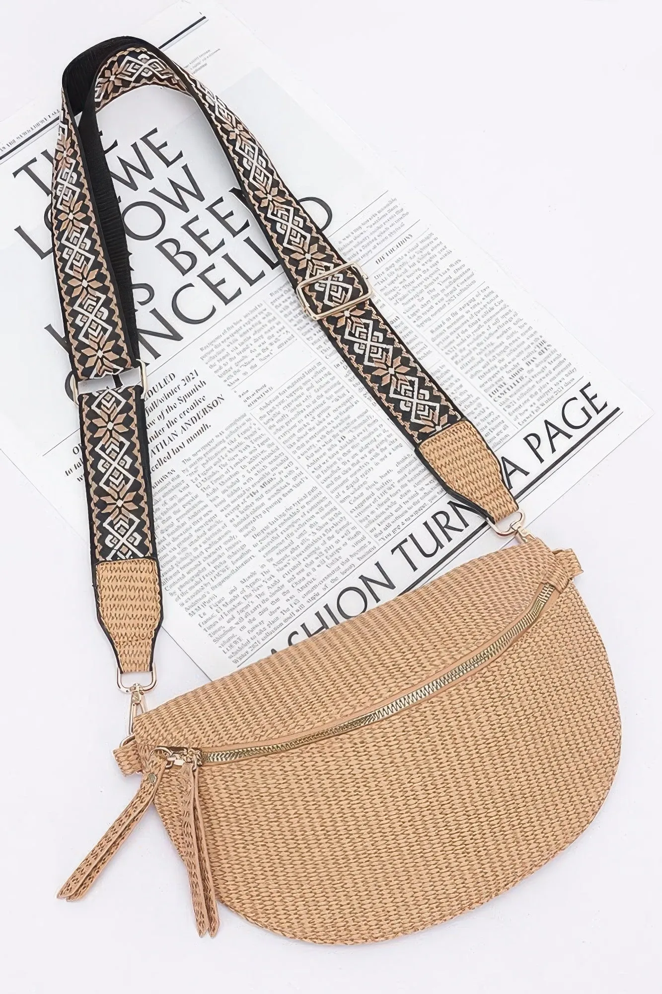 Faux Leather Fanny Pack W/ Multi Color Strap sold by Unique Kulture product image thumbnail 2