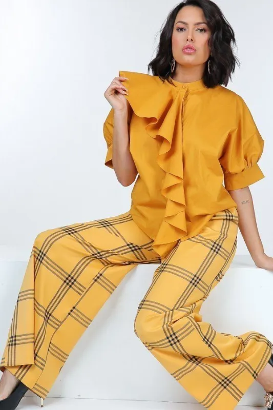 High Waist Plaid Print Wide Leg Pants sold by Unique Kulture