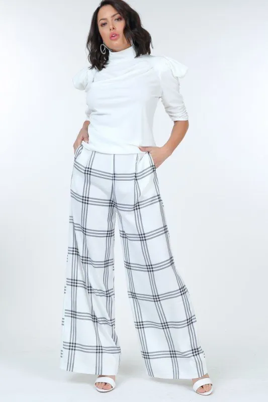 High Waist Plaid Print Wide Leg Pants sold by Unique Kulture
