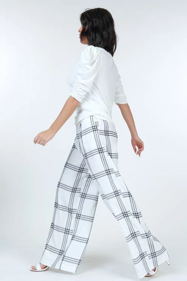 High Waist Plaid Print Wide Leg Pants sold by Unique Kulture product image thumbnail 4