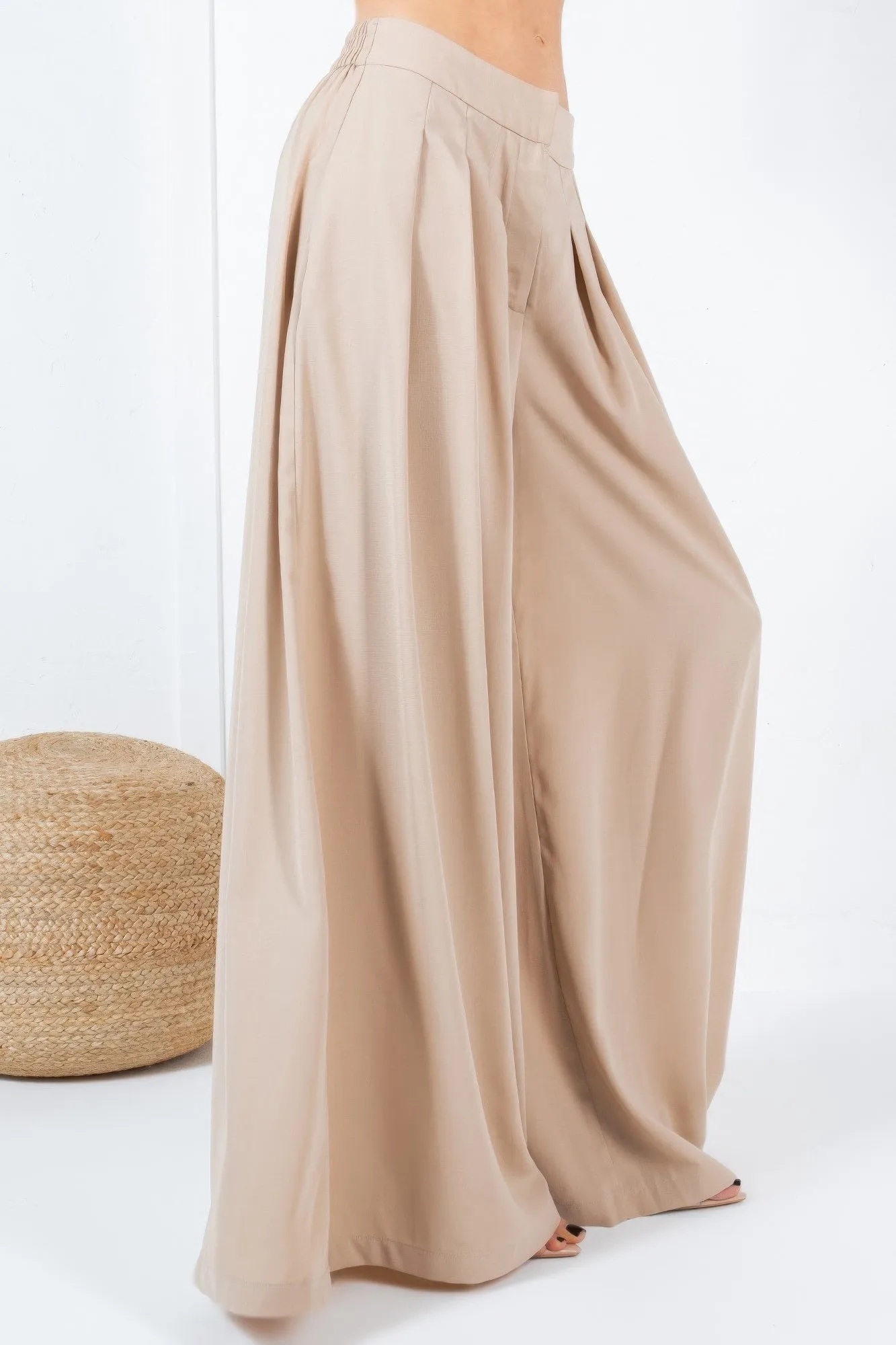 Large Hem Wide Leg Pleated Solid Pants sold by Unique Kulture product image thumbnail 4
