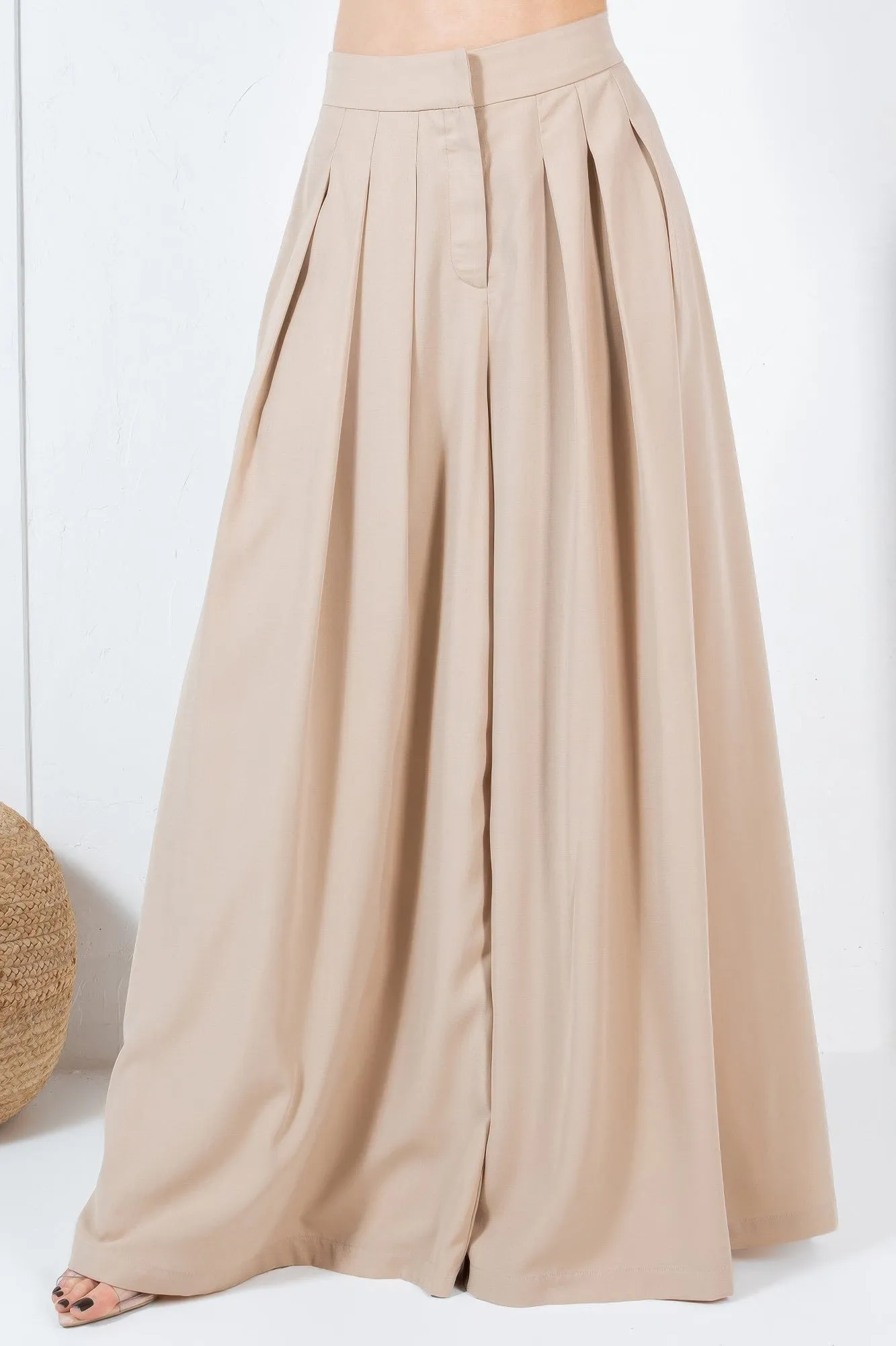 Large Hem Wide Leg Pleated Solid Pants sold by Unique Kulture
