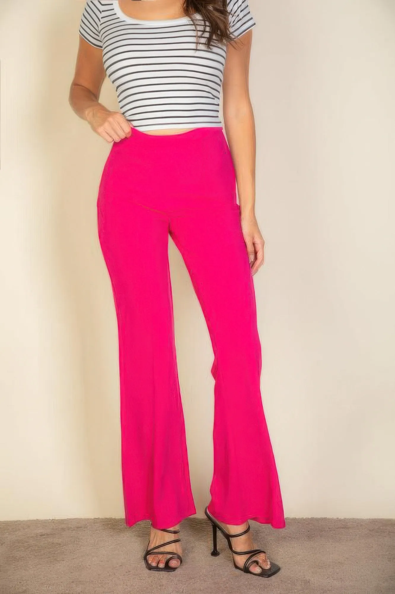High Waist Stretch Crepe Flare Pants sold by Unique Kulture