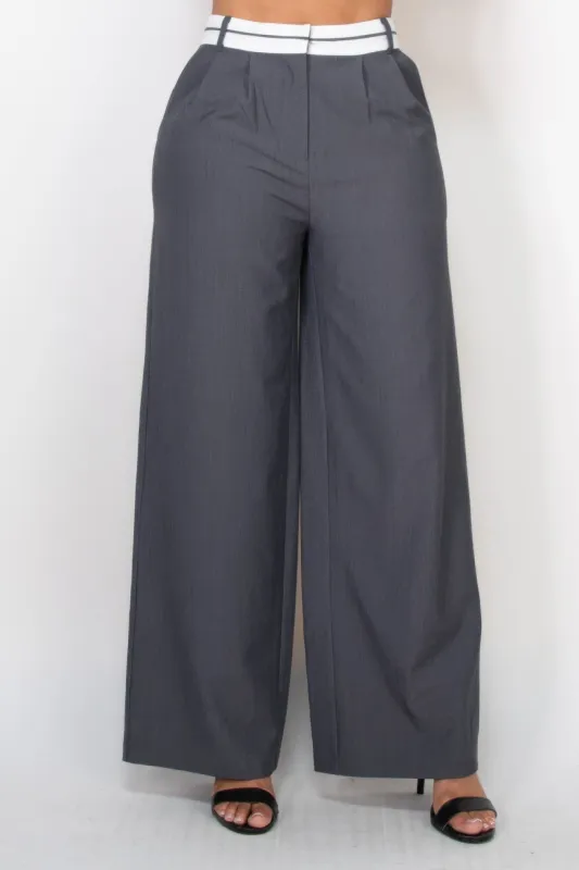 Pleated Double Waistband Pants sold by Unique Kulture