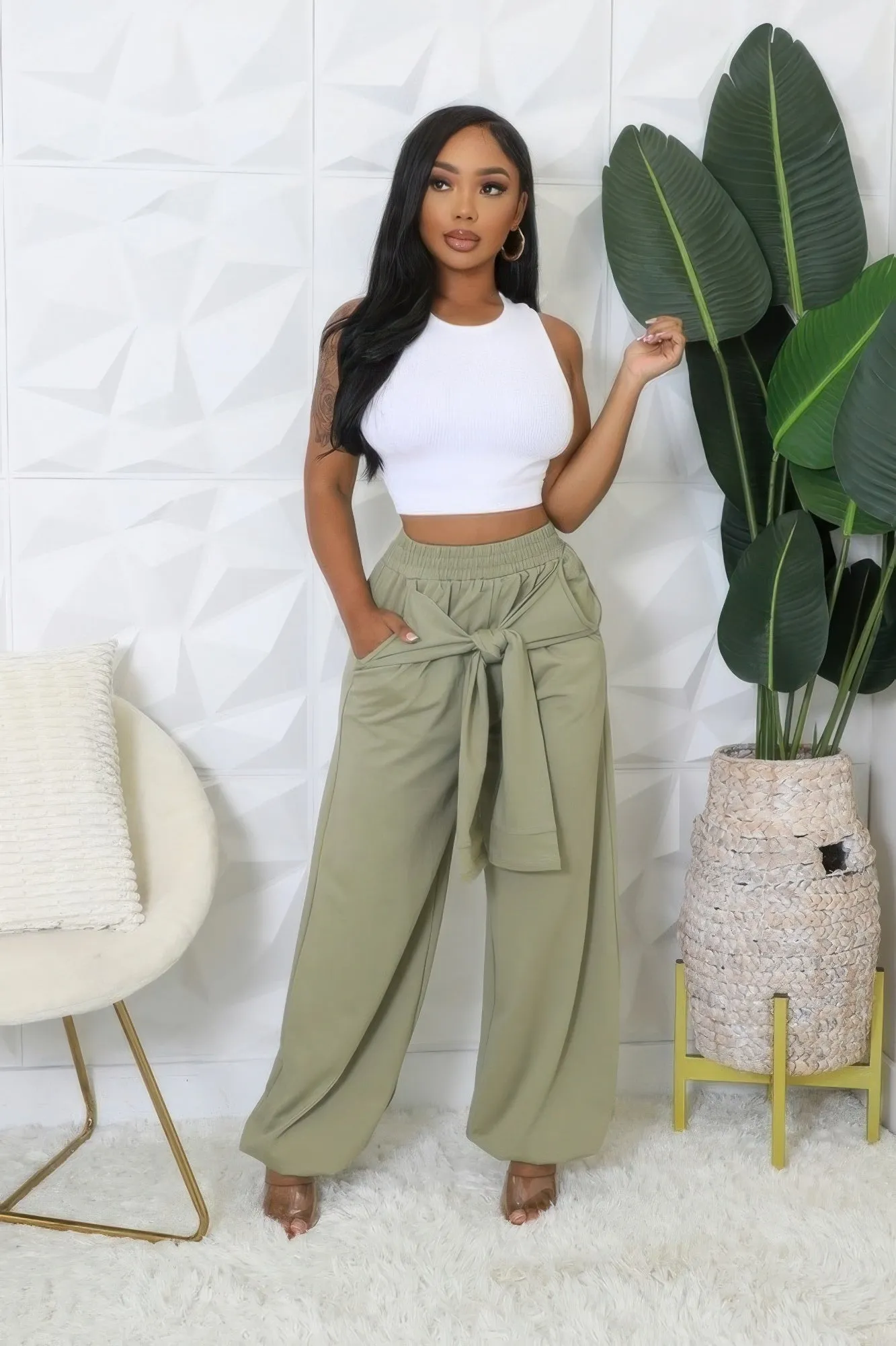 High-waisted Stretch Pants sold by Unique Kulture product image thumbnail 2