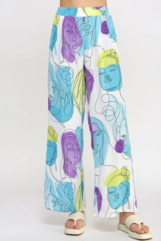 Printed Wide Leg Pant With Elastic Back sold by Unique Kulture