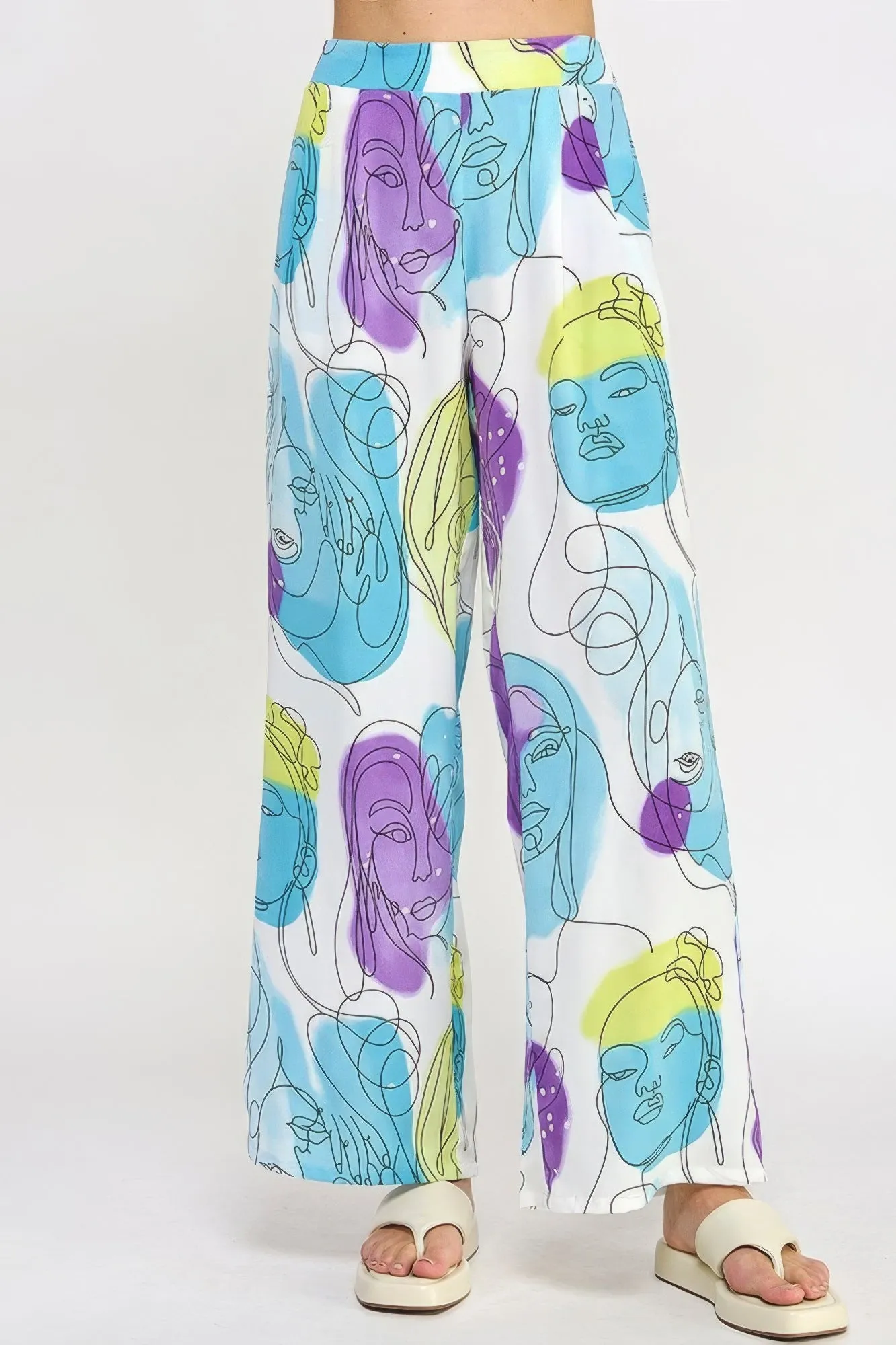Printed Wide Leg Pant With Elastic Back sold by Unique Kulture