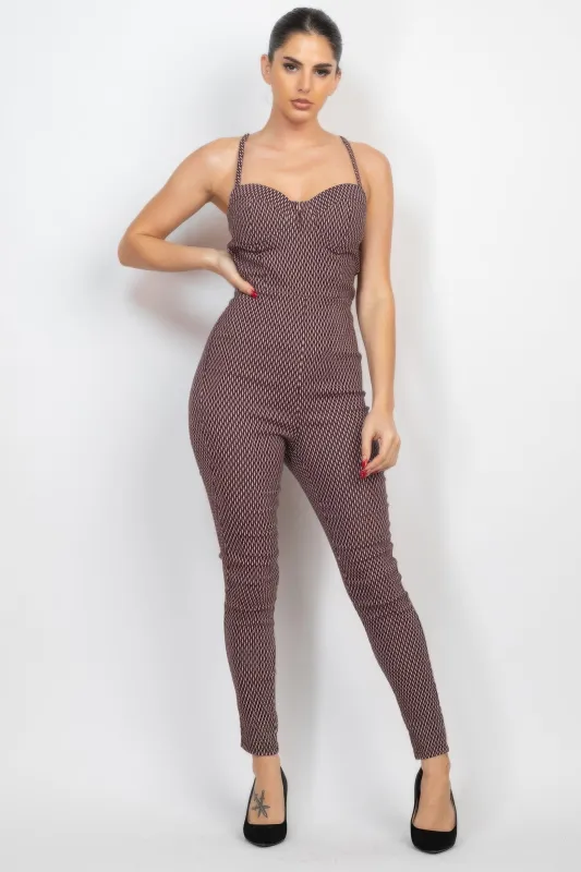 Plaid Sleeveless Zippered Jumpsuit made by Unique Kulture