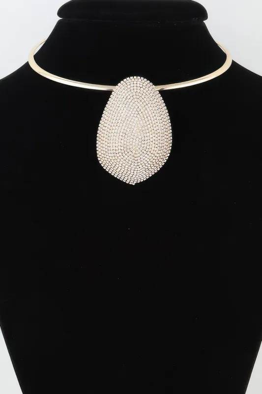 Rhinestone Plate Choker Necklace sold by Unique Kulture