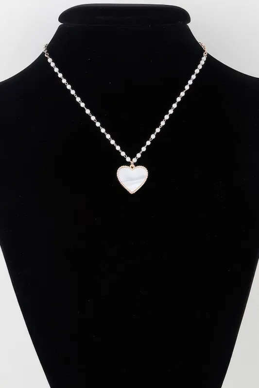 Pearled Marble Heart Necklace sold by Unique Kulture