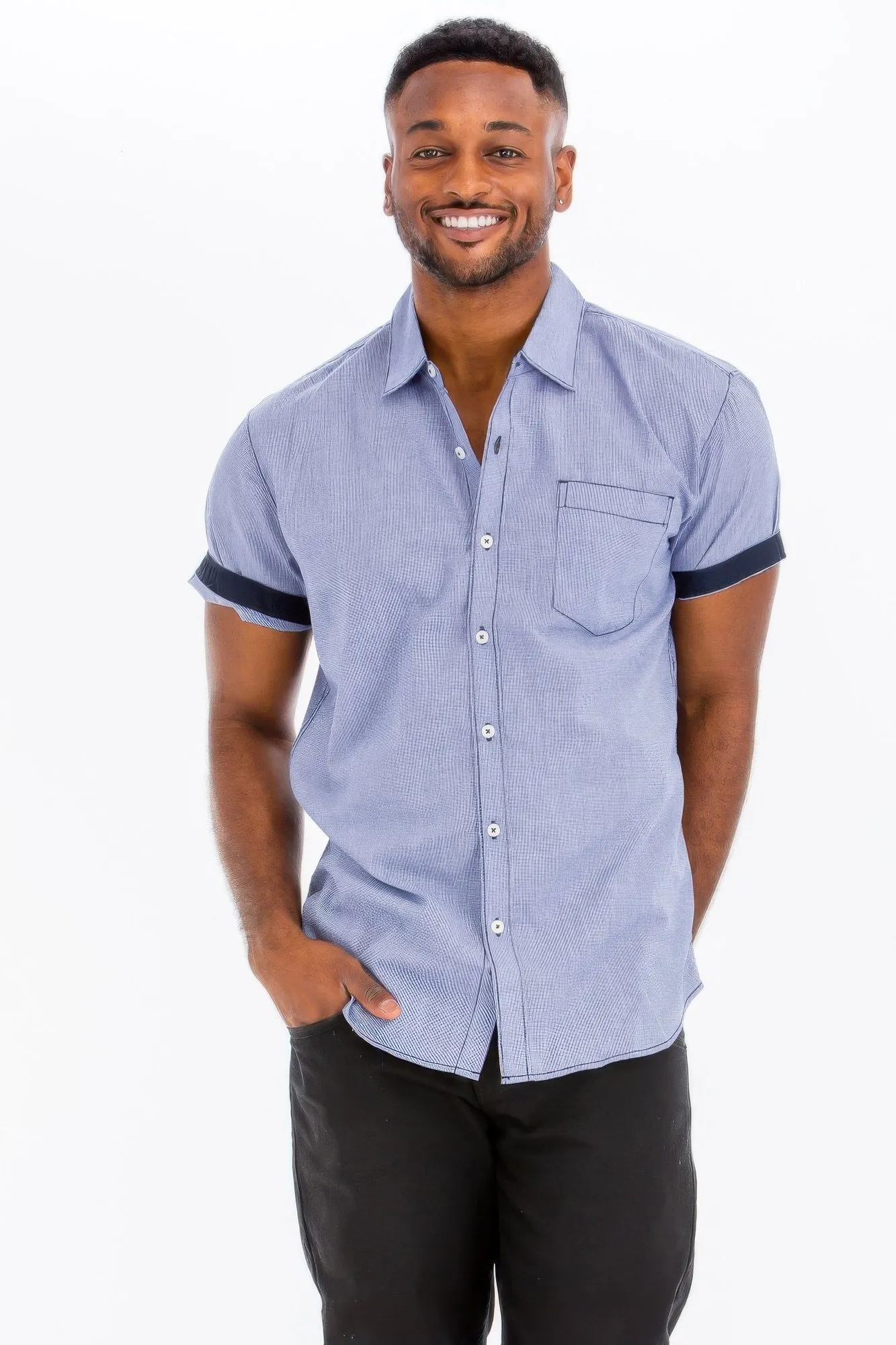 Men's Casual Short Sleeve Solid Shirts sold by Unique Kulture product image thumbnail 5
