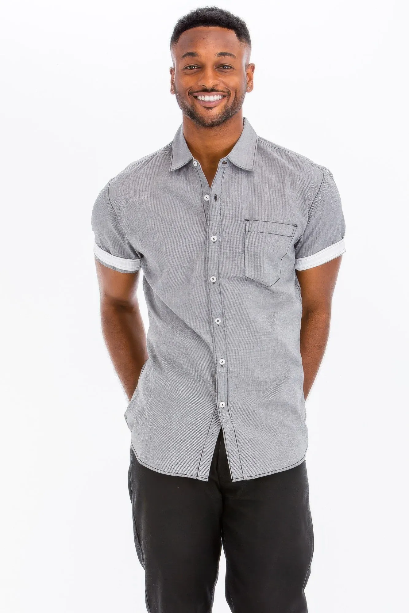 Men's Casual Short Sleeve Solid Shirts sold by Unique Kulture