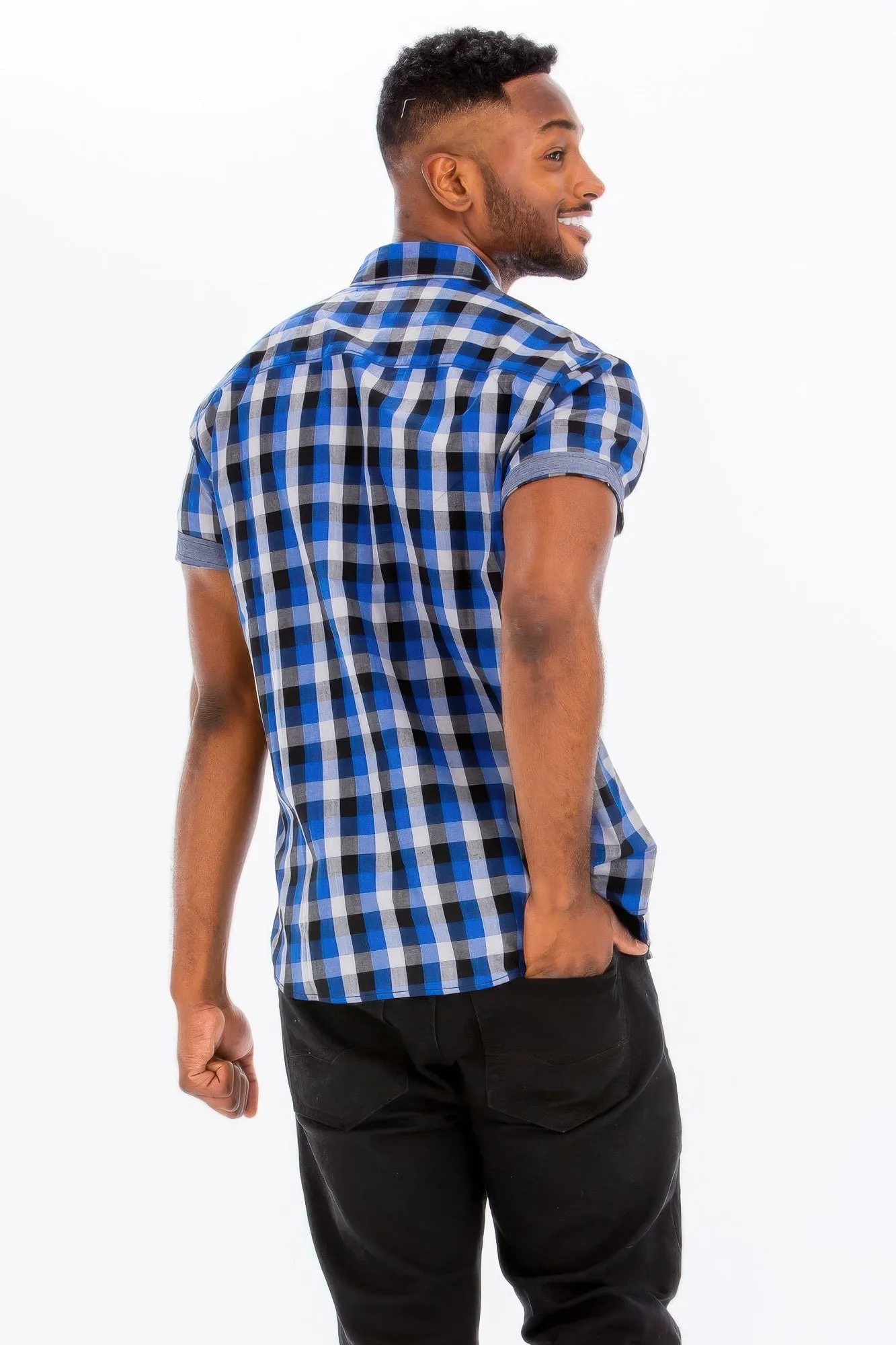 Mens Checkered Button Down Shirt sold by Unique Kulture product image thumbnail 4