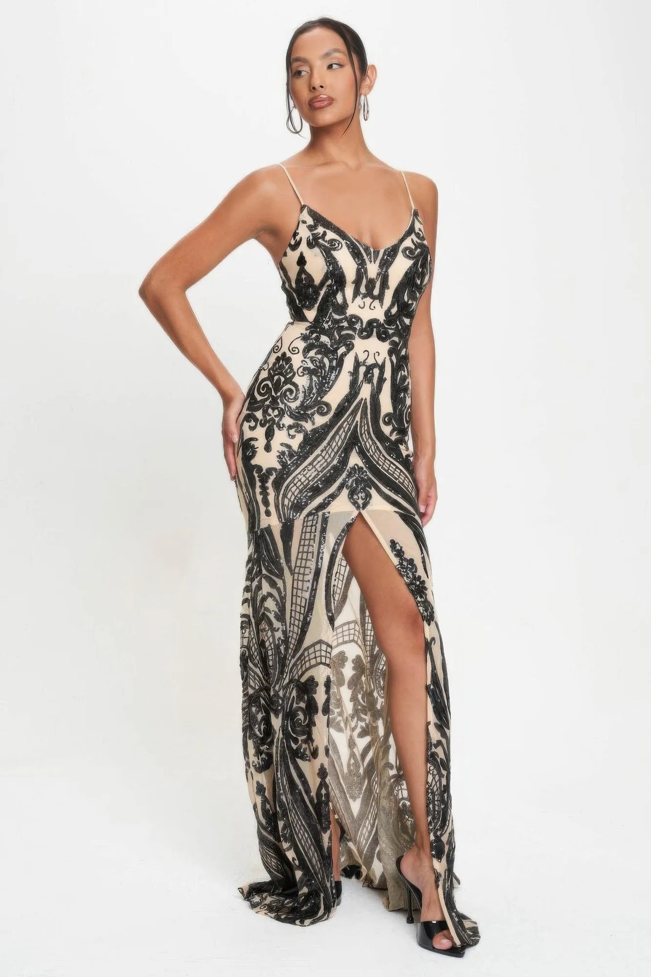 Spaghetti Strap Art Deco Sequins Maxi Dress sold by Unique Kulture product image thumbnail 2