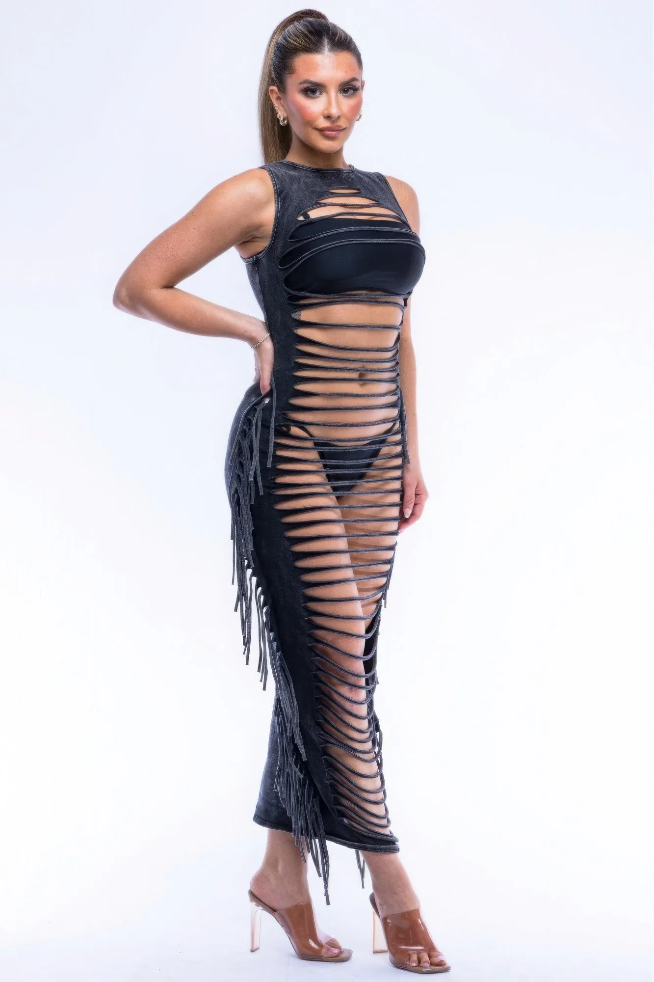 Fringe Cut Out Maxi Dress sold by Unique Kulture
