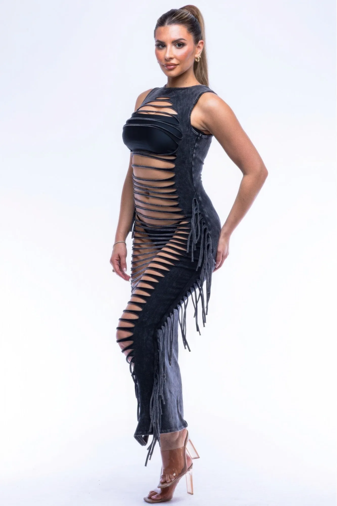 Fringe Cut Out Maxi Dress sold by Unique Kulture product image thumbnail 3