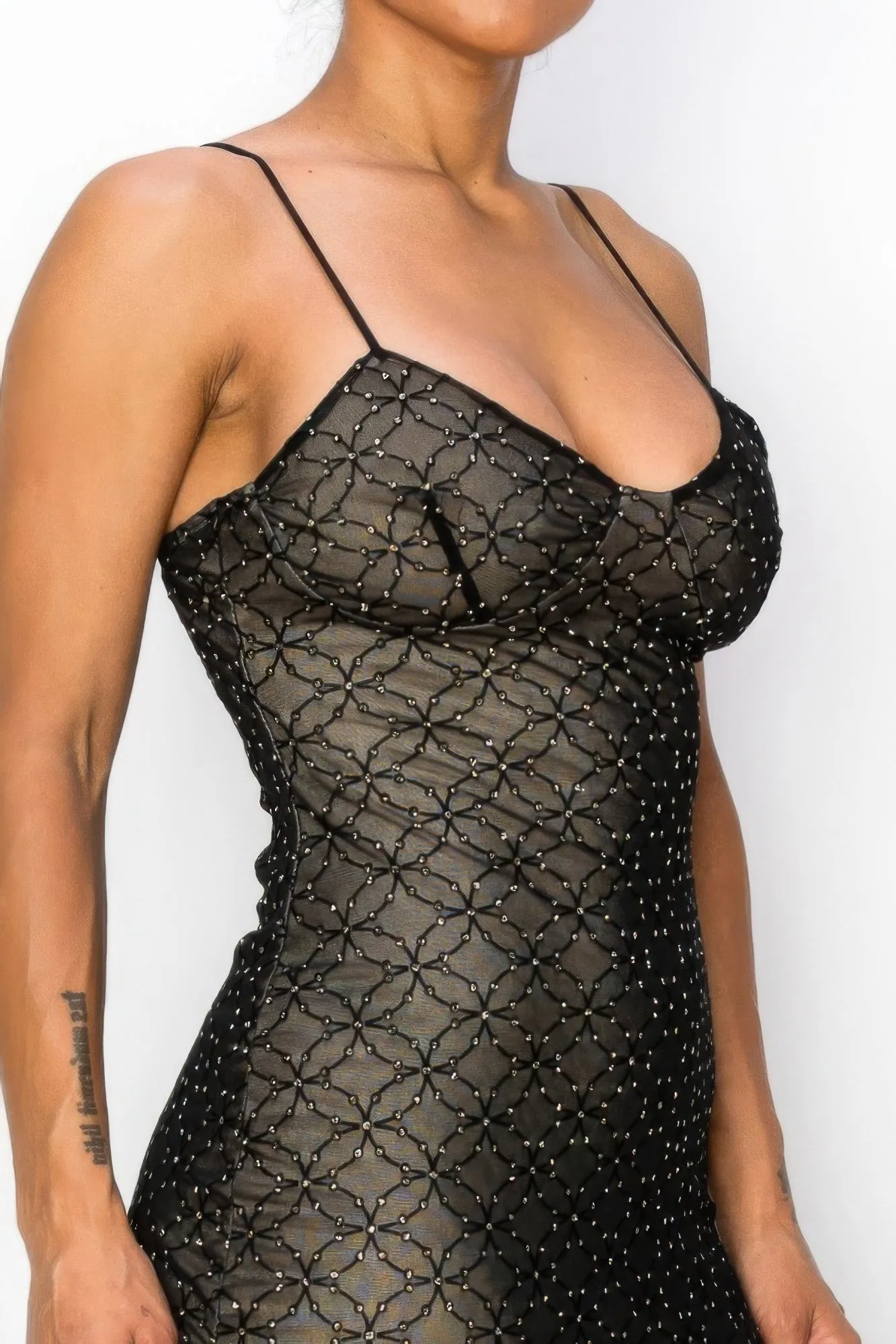 Black Mesh Mini Dress With Sequinbs sold by Unique Kulture product image thumbnail 5
