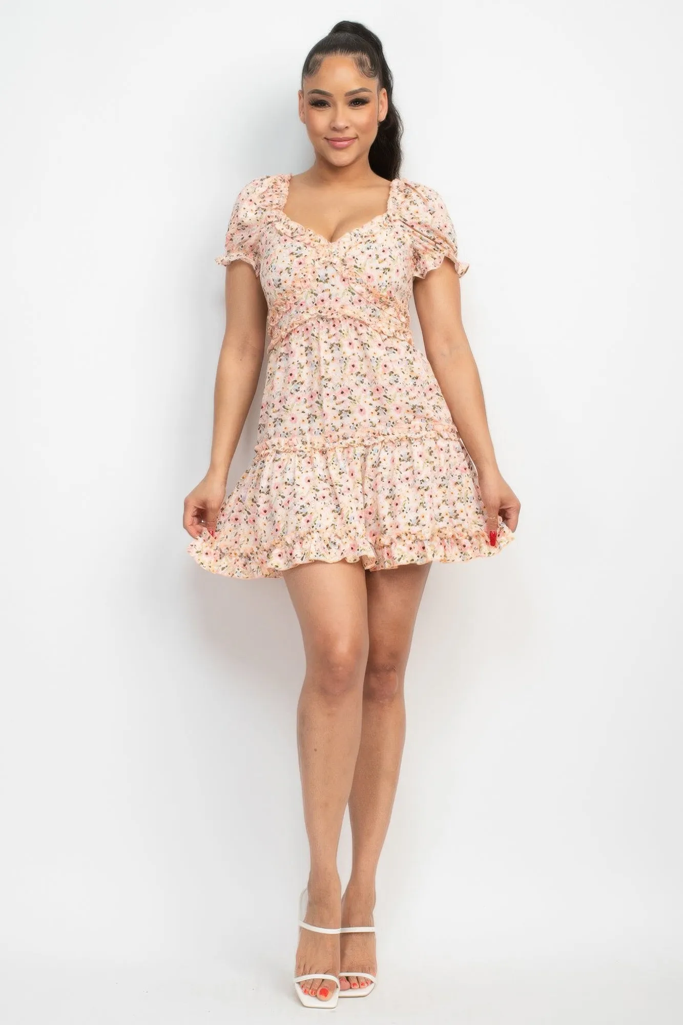 Ruffled Floral Puff Sleeve Dress sold by Unique Kulture product image thumbnail 2