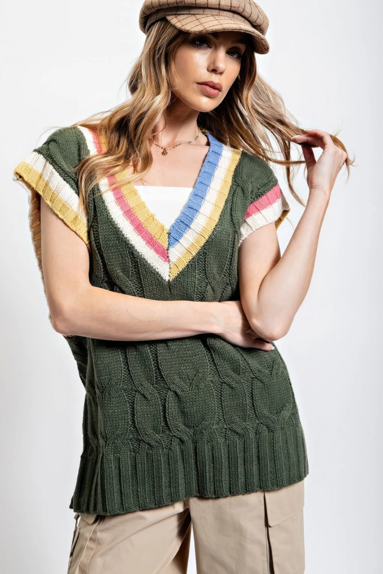 Multi Color Knitted Sweater Vest sold by Unique Kulture