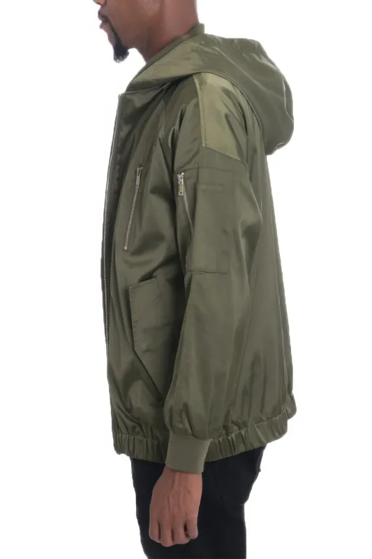 Satin Full Zip Hooded Windbreaker made by Unique Kulture