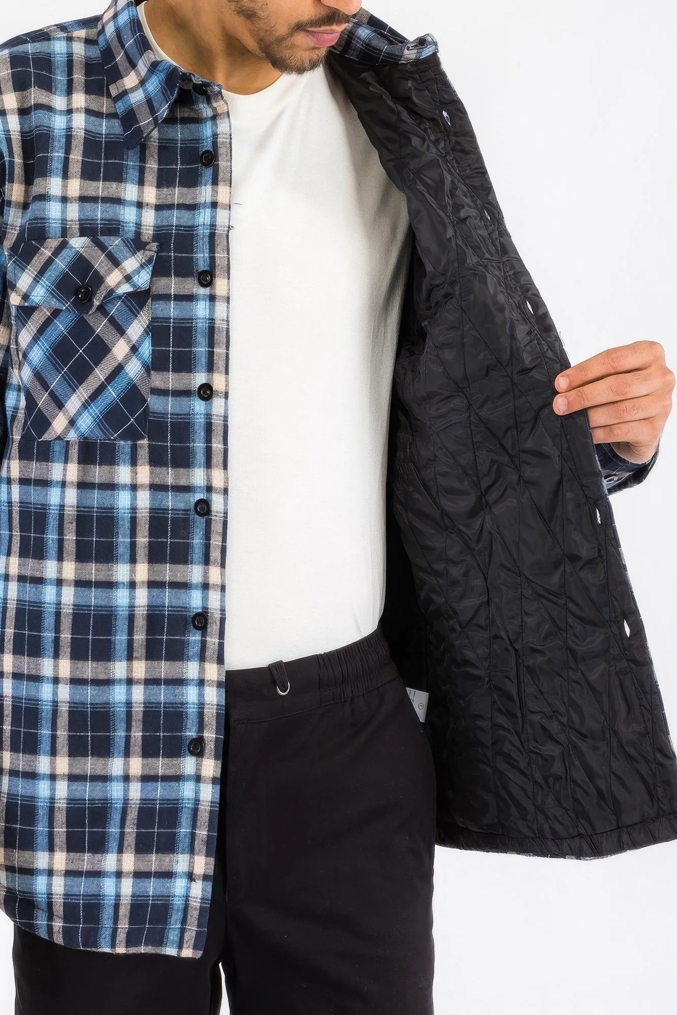 Mens Quilted Padded Flannel sold by Unique Kulture product image thumbnail 4