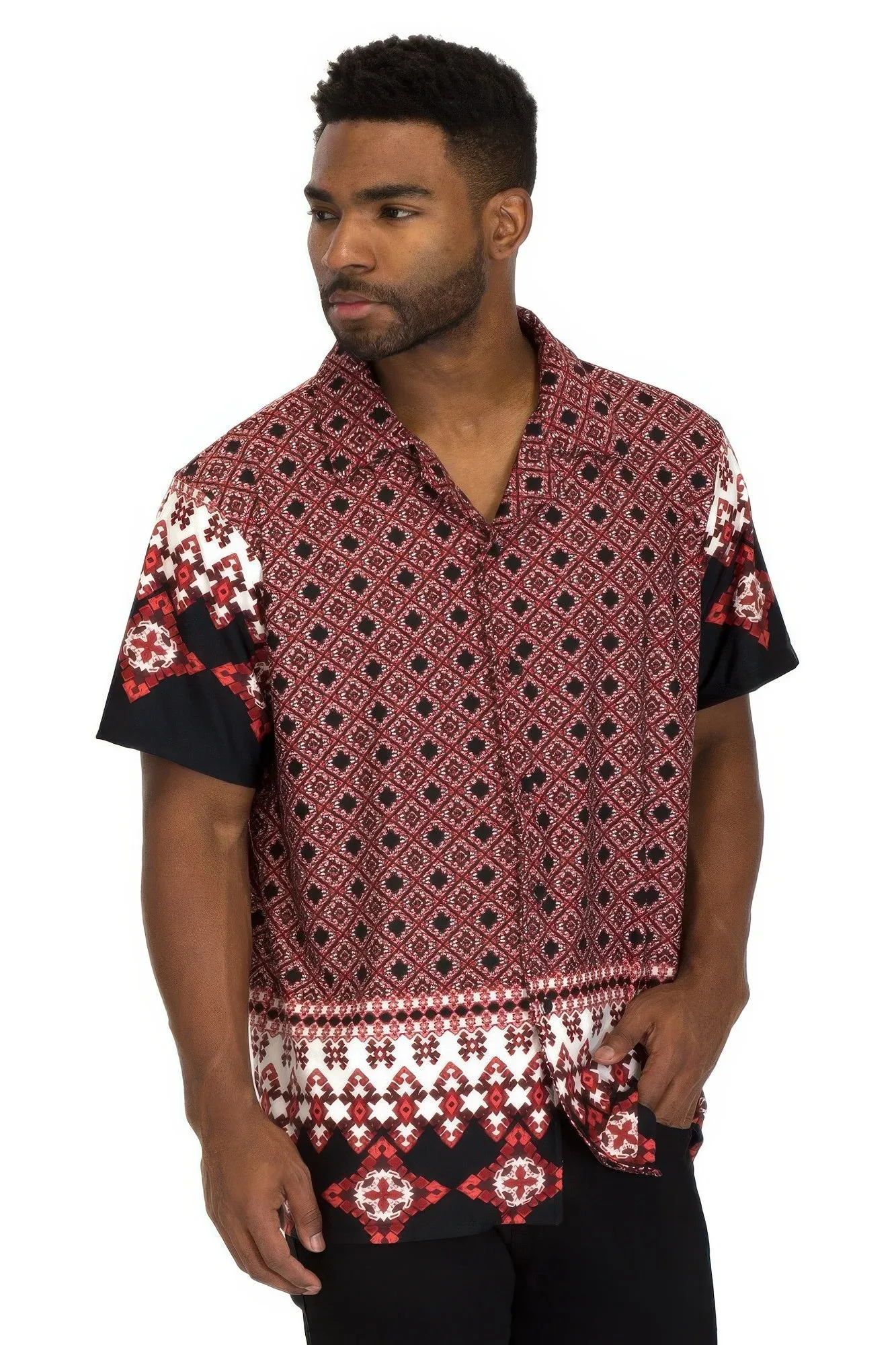 Mens Cuban Collar Cut Button Down Shirt sold by Unique Kulture