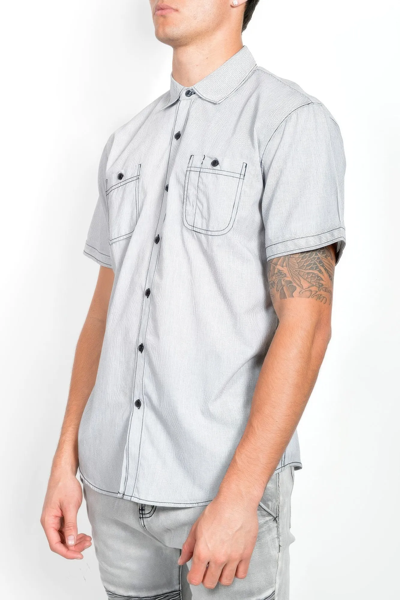 Men's Casual Short Sleeve Solid Shirts sold by Unique Kulture product image thumbnail 2