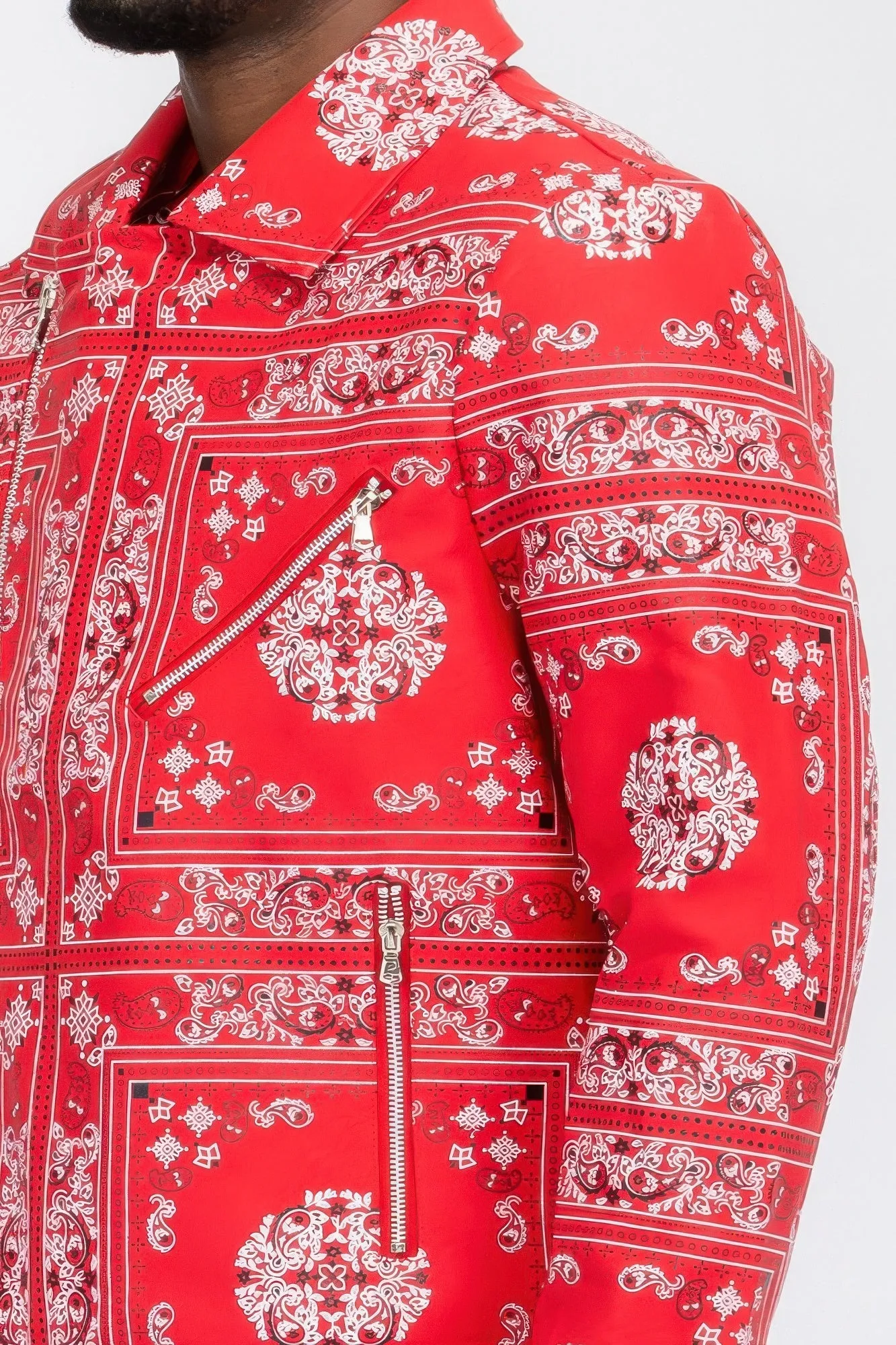 Bandana Print Vegan Leather Jacket sold by Unique Kulture product image thumbnail 2