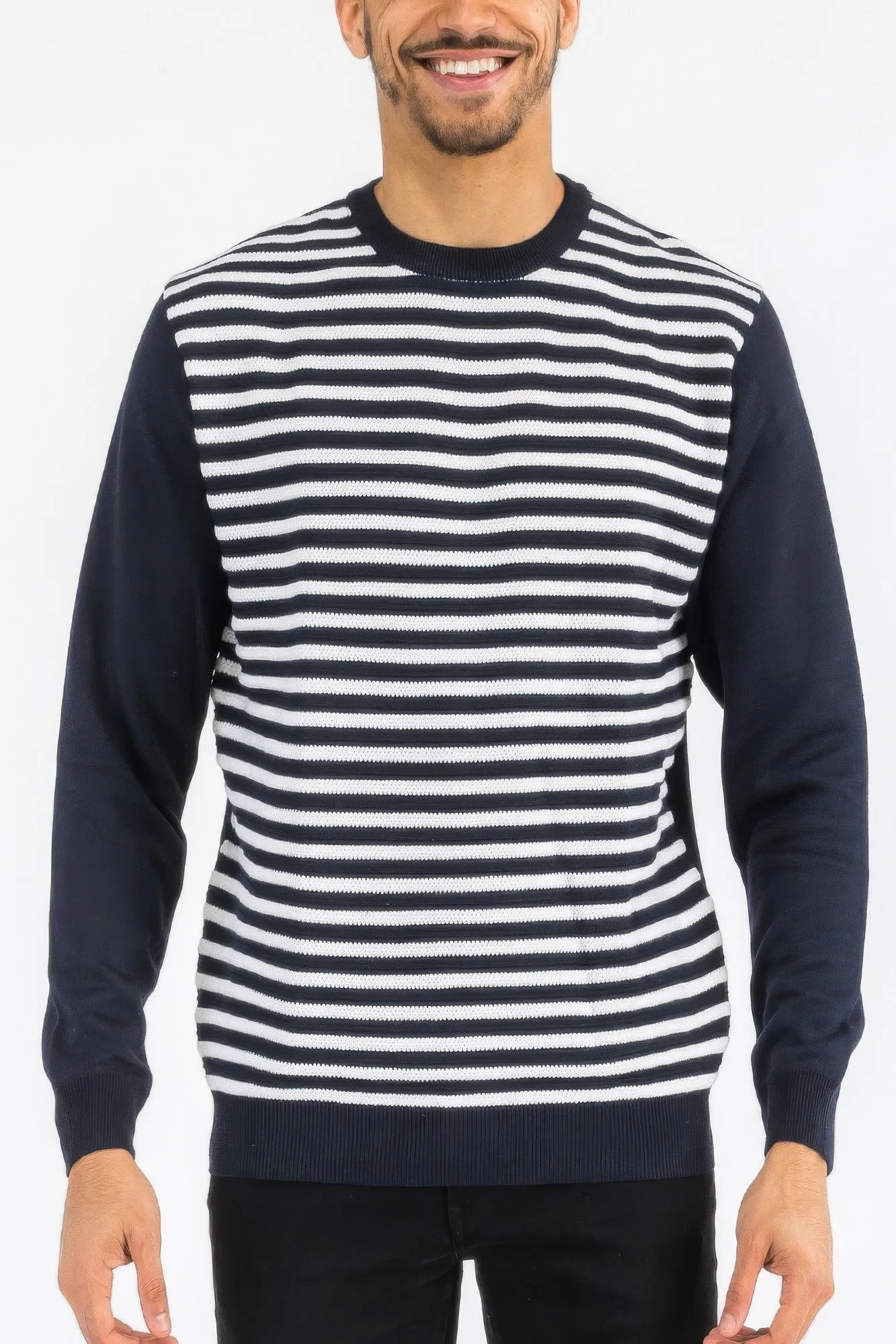 Knitted Round Neck Striped Sweater sold by Unique Kulture