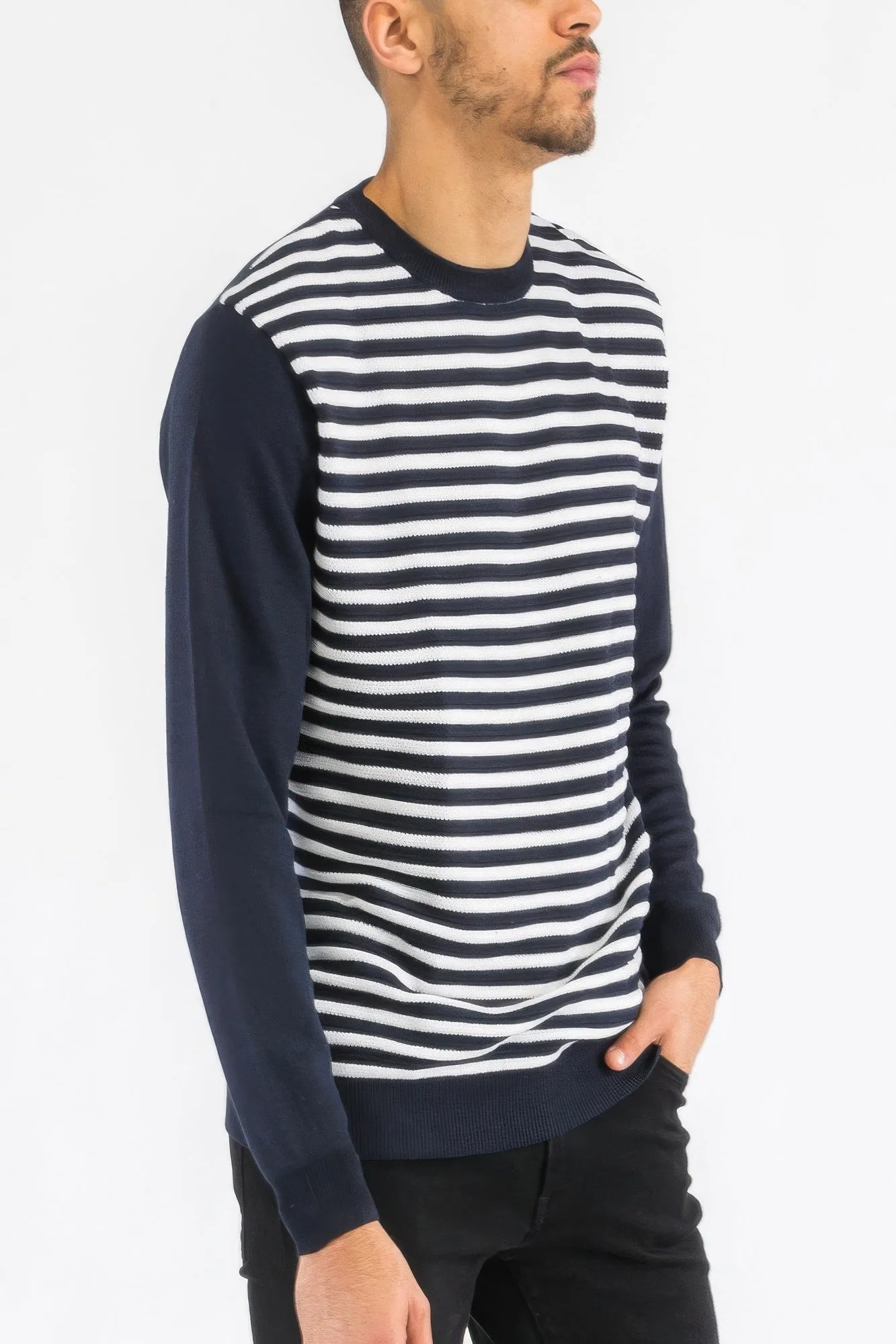Knitted Round Neck Striped Sweater sold by Unique Kulture product image thumbnail 3